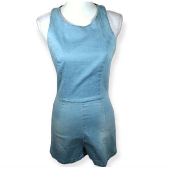 MEBON BY MACHINE JEANS ROMPER SZ.L NWT BLUE. - Picture 1 of 4